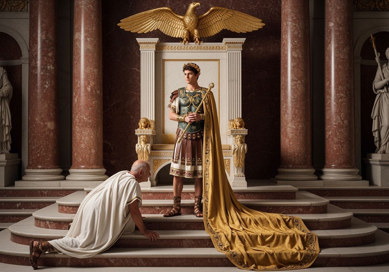 Emperor Nero on His Throne in Lavish Room