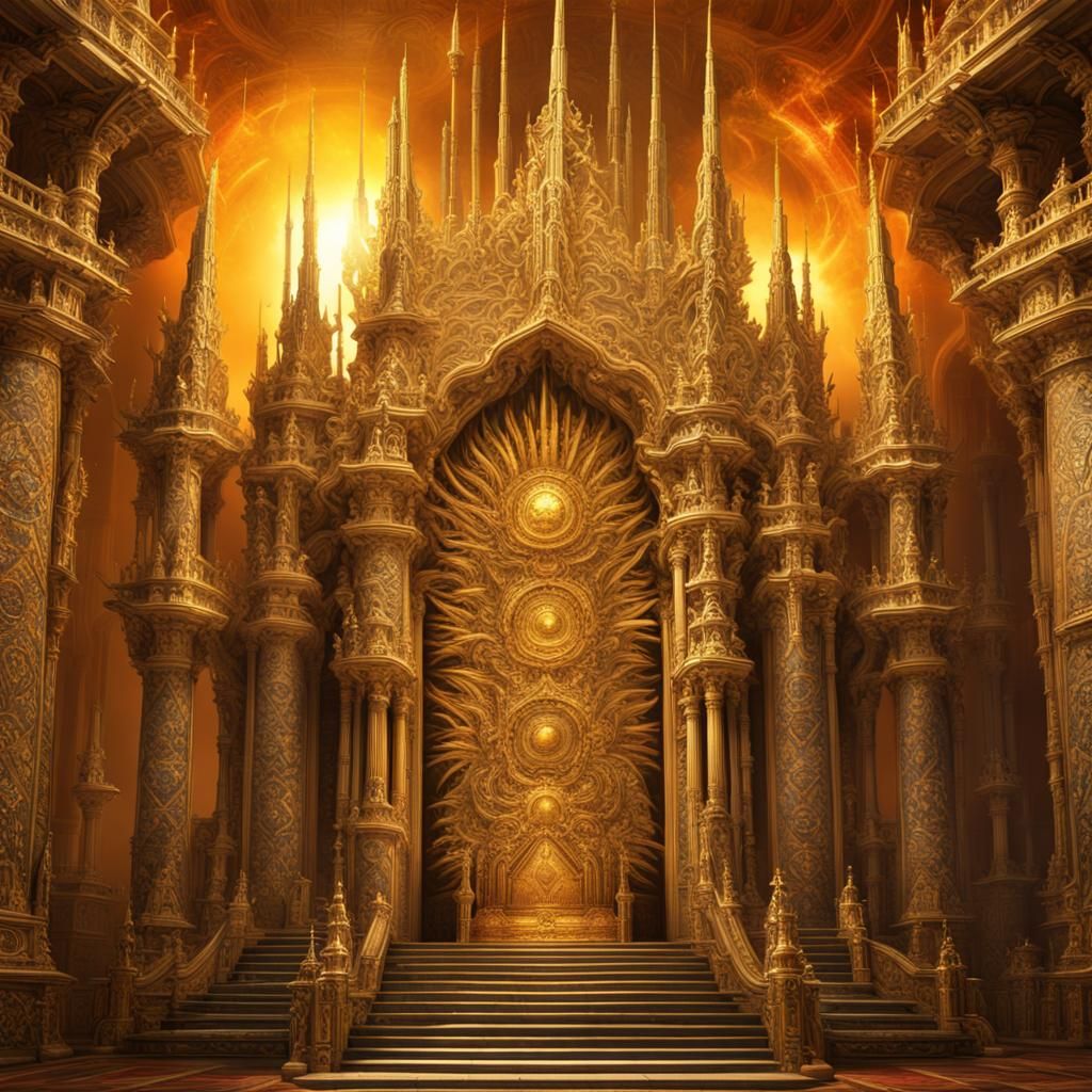 Colossal Throne in Jewel-Encrusted Palace, Digital Art