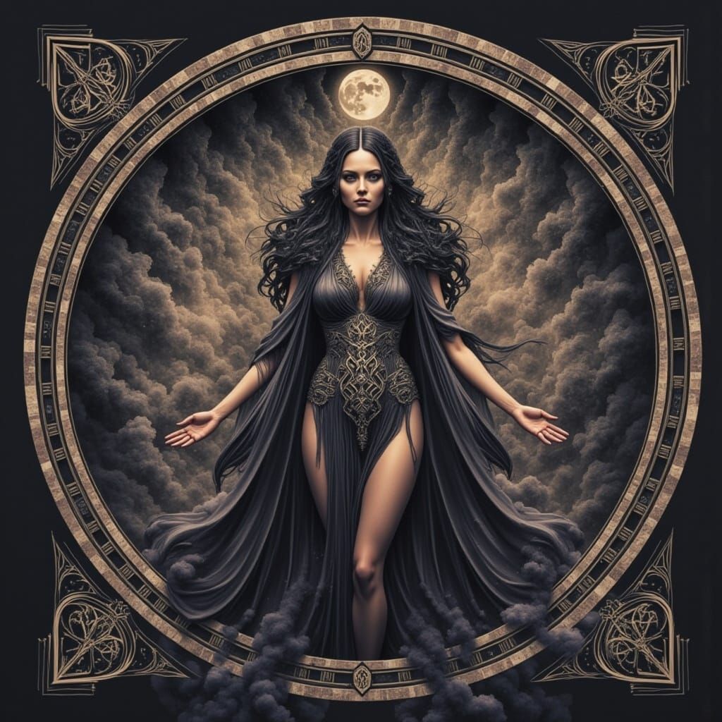 Hecate Goddess of Magic in Eerie Twilight Realism