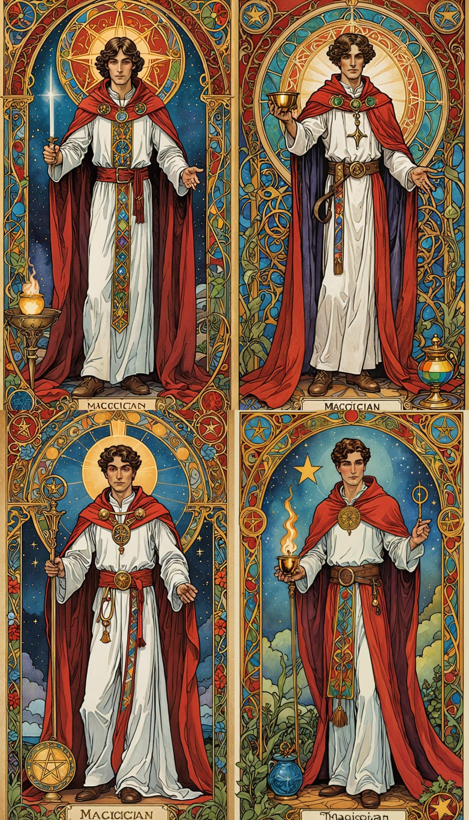 The Magician Tarot Card in Art Nouveau Style