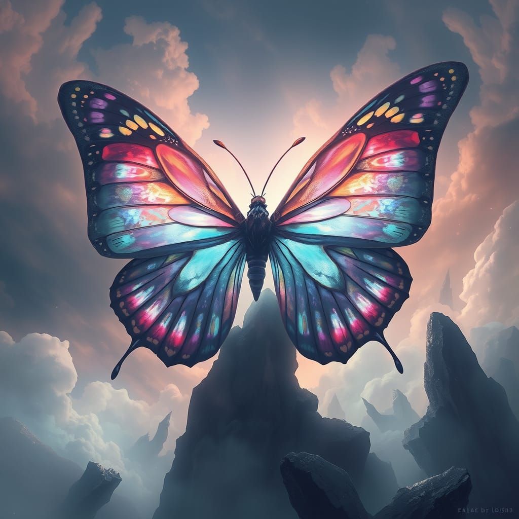 Iridescent Butterfly in Dreamlike Concept Art Style