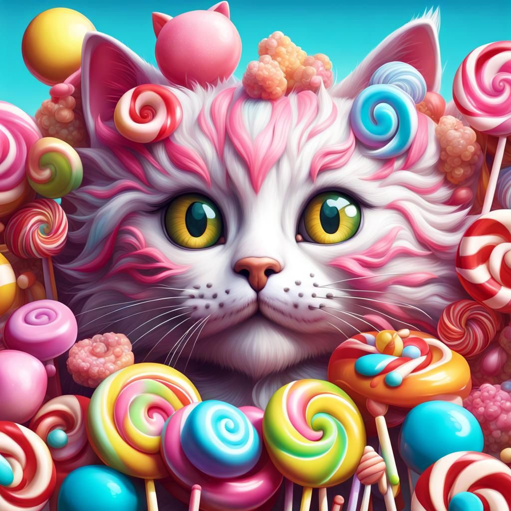 Pretty Kitty in Hyperrealistic Candy Art Style
