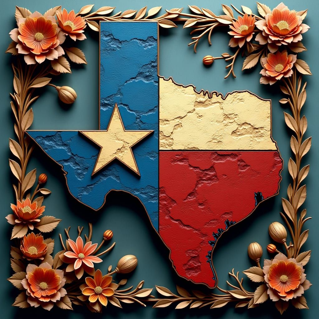 Majestic Texas Patriotic Decoration in Matte Painting Style