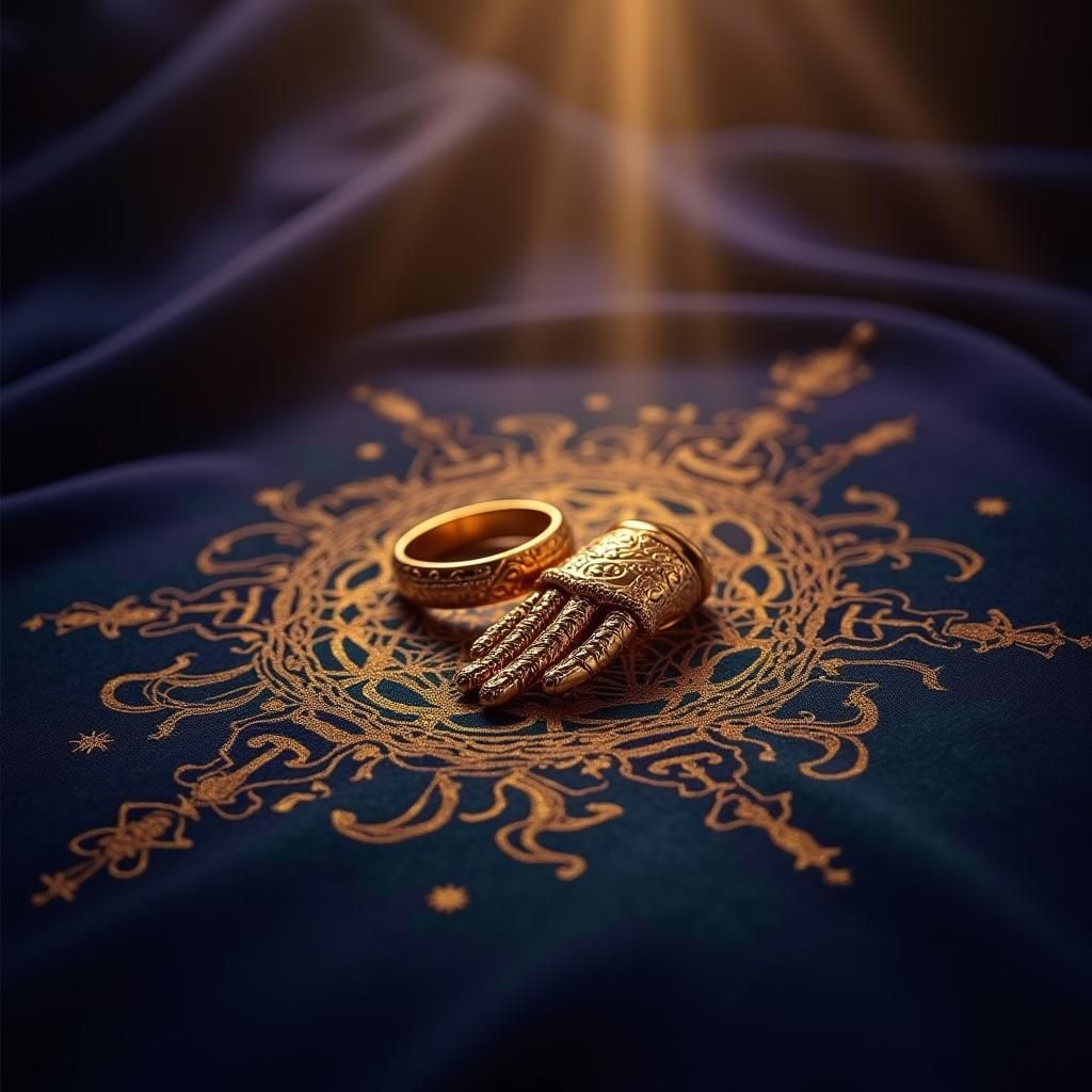 Golden Hamza Hand Rings in Islamic Art Style