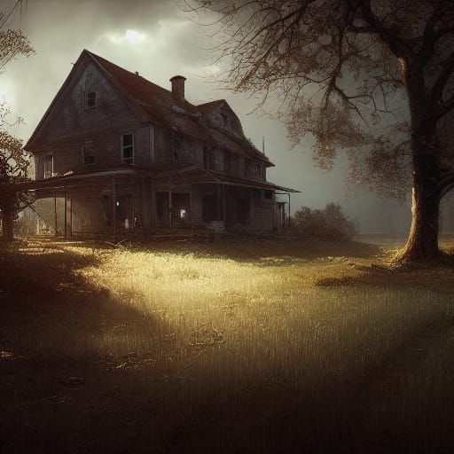 Abandoned Farmhouse in Dark Fantasy Style
