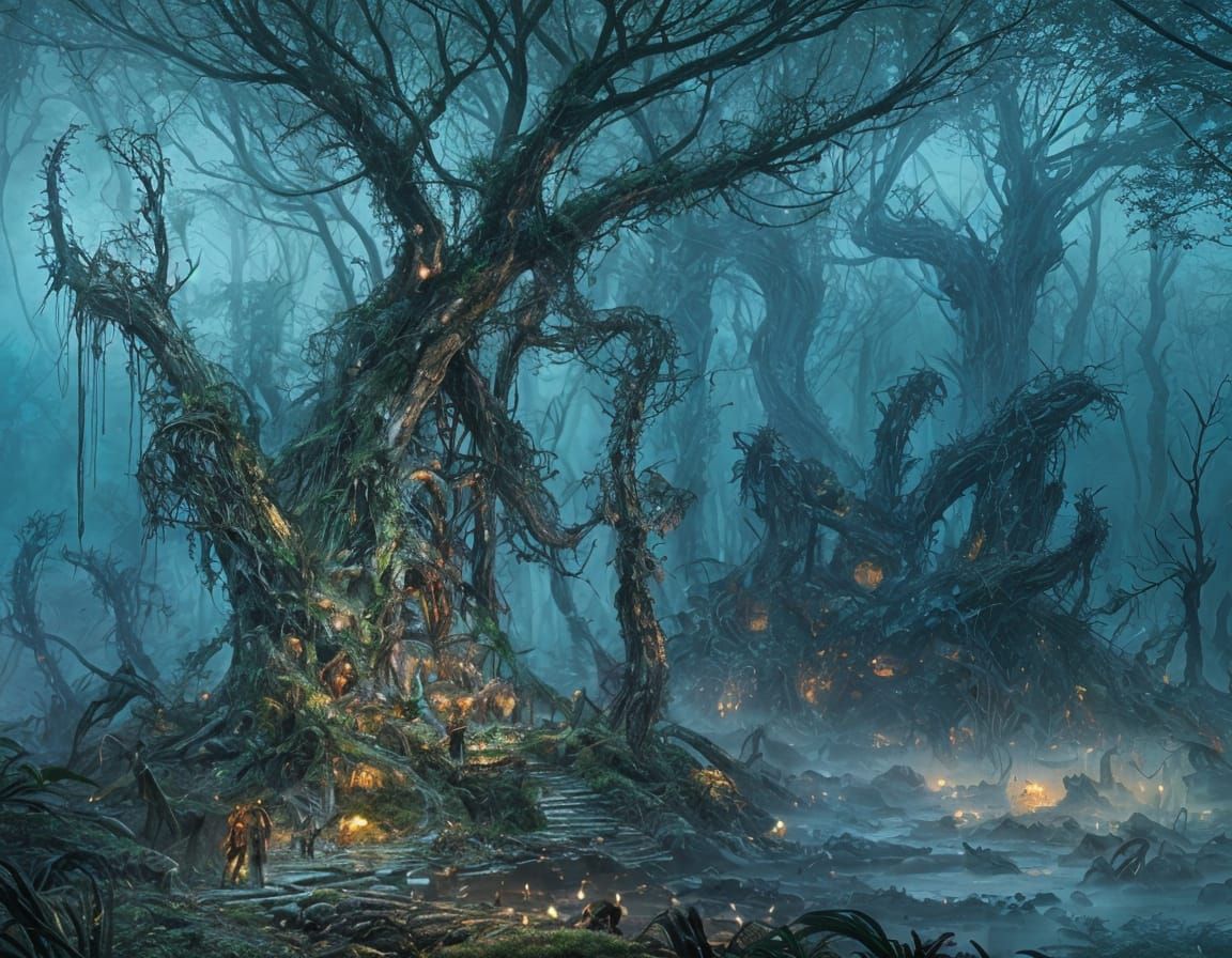 Nightmarish Sci-Fi Jungle with Mutated Creatures