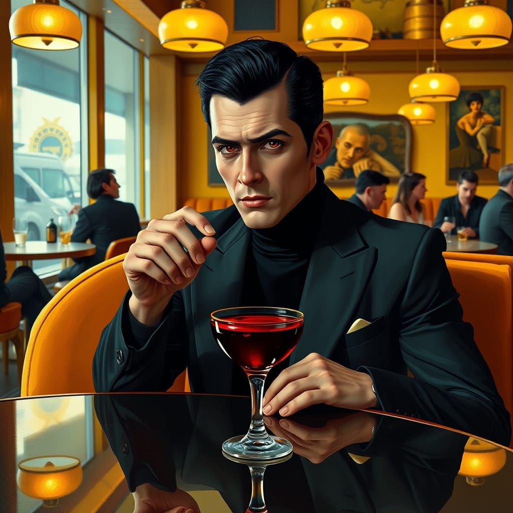 Mid-Century Vampire in Chic Café