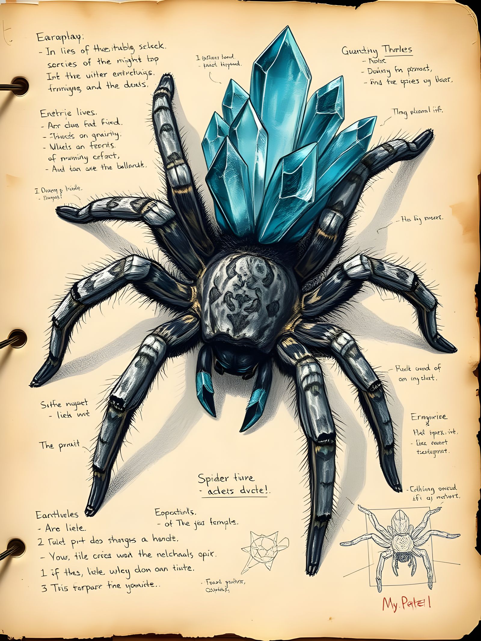 Fantasy Tarantula in Mottled Gray Stone Patterns