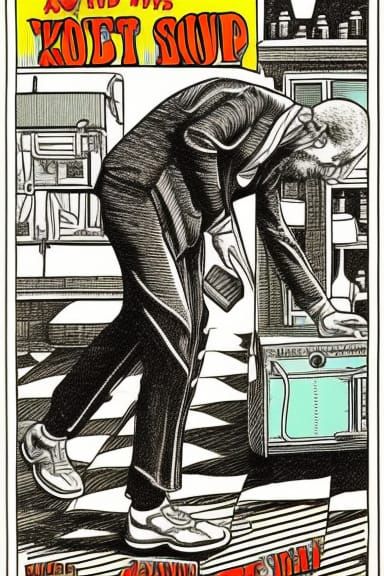 Figurative Scene in Robert Crumb Style