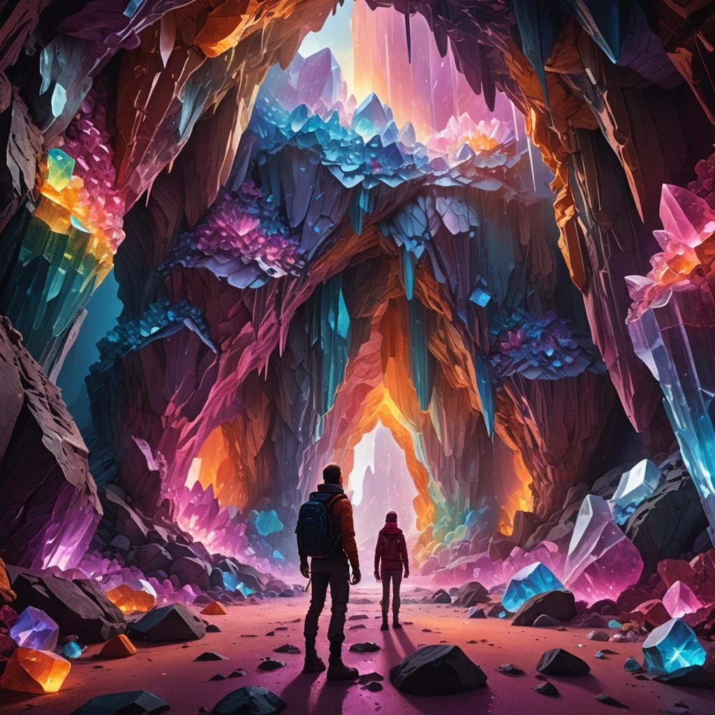 Rainbow Crystal Cave Entrance in Digital Matte Painting
