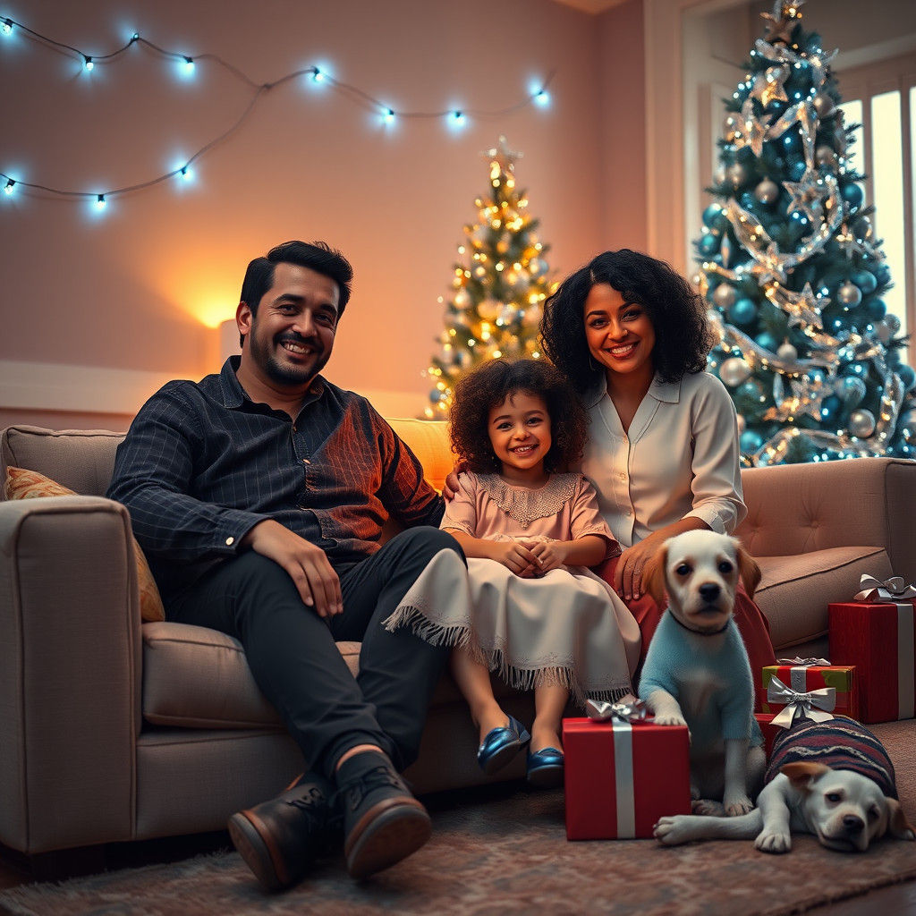 Golden Family Moment in Rockwell Style, 8K