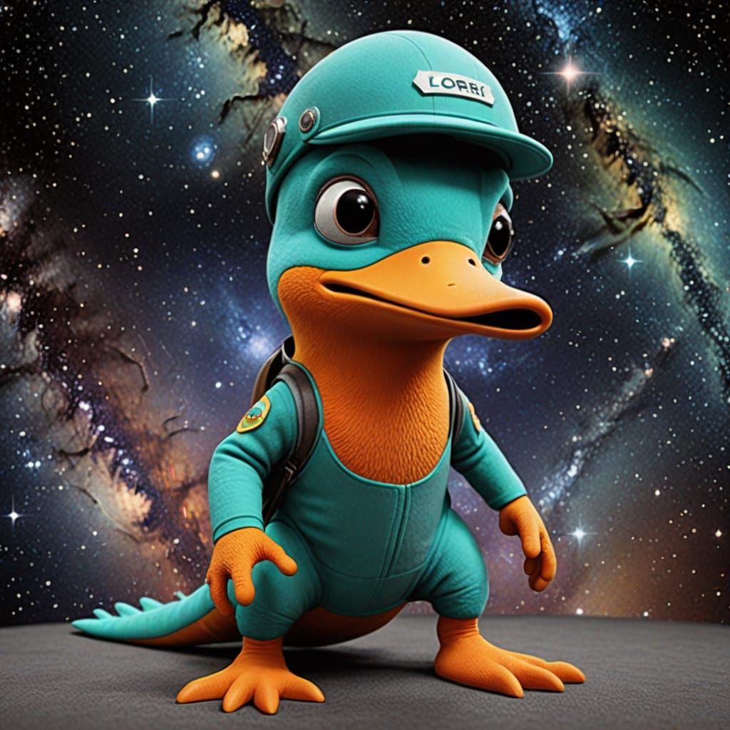 Realistic Perry the Platypus in Sci-Fi Style