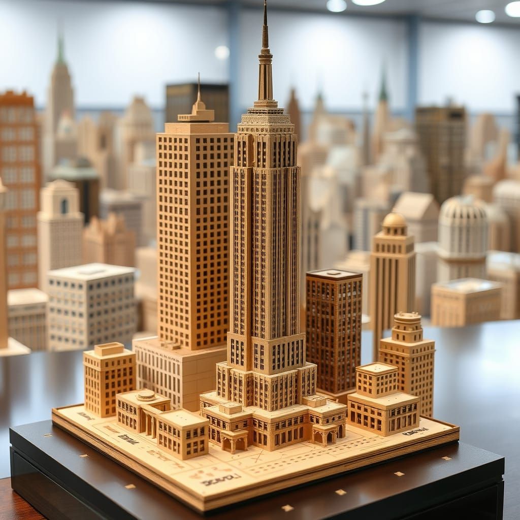 Empire State Building: Intricate Wooden Model