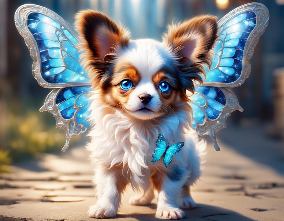 Chibi Papillon Puppy with Butterfly Wings