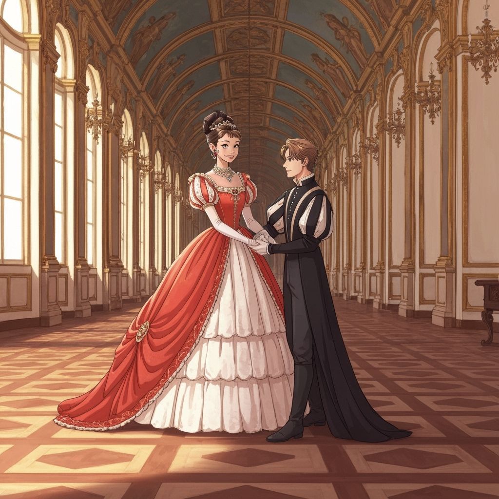 Audrey Hepburn Waltzes in Hall of Mirrors in Ghibli Style
