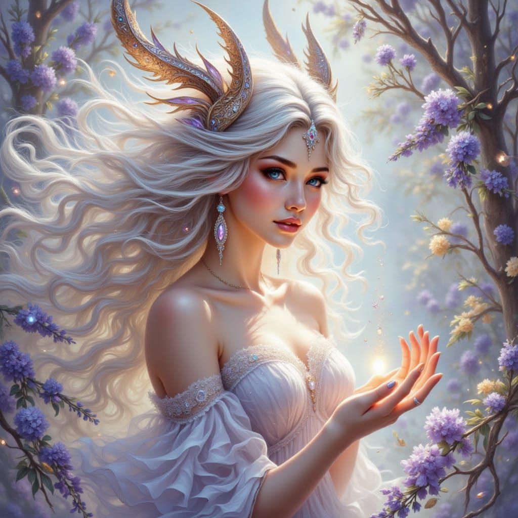 Anime Dragon Sorceress with Sunstone Horns