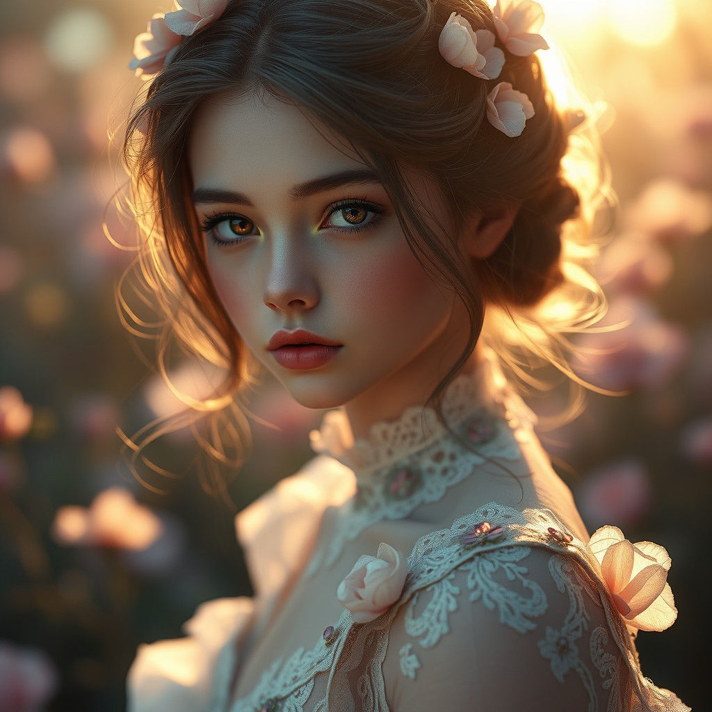 Ethereal Flower Girl Portrait in Vibrant Colors