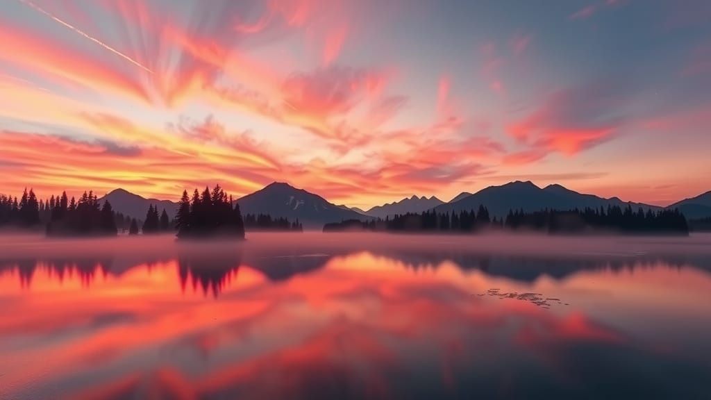 Breathtaking Autumn Sunrise Over Calm Lake