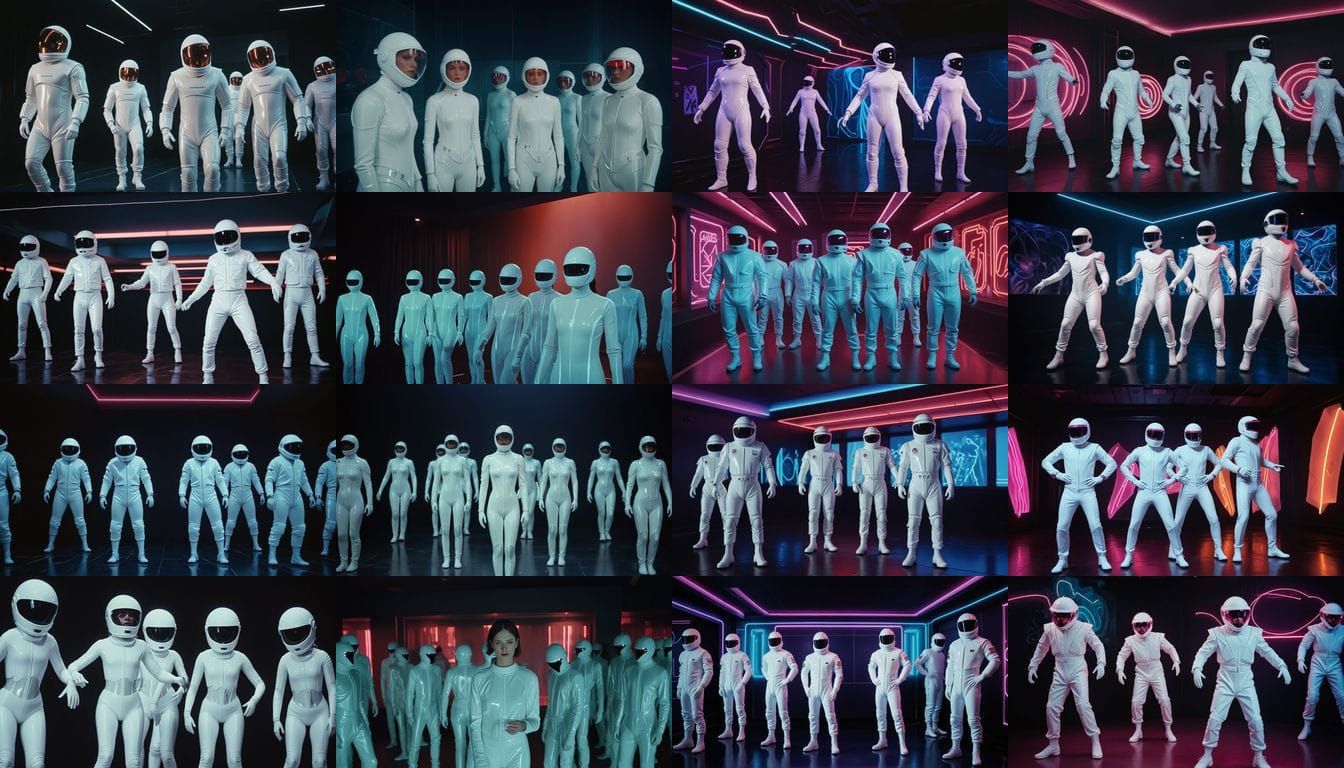 a club with neon lights in a dark room, 3 d render of a scif...