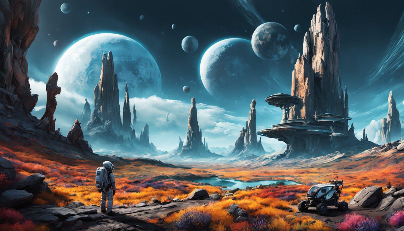 Alien Planet Exploration in Digital Matte Painting