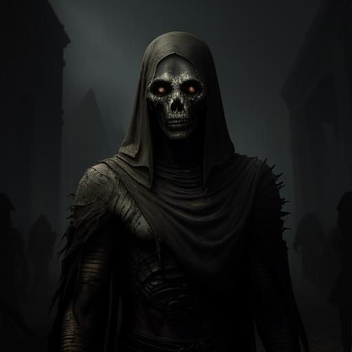 The Mummy's Decaying Face in Dark Fantasy Art
