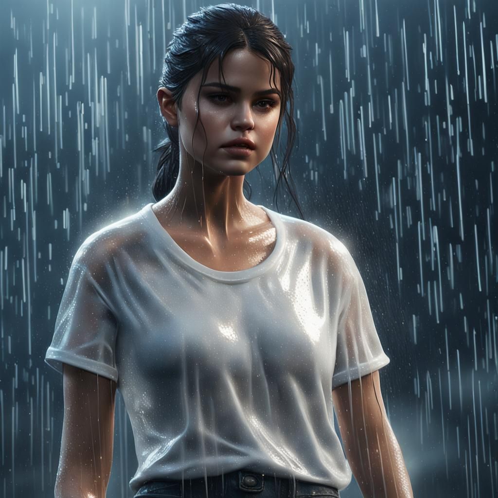 Selena Gomez in White T-Shirt, 3D Game Cinematic