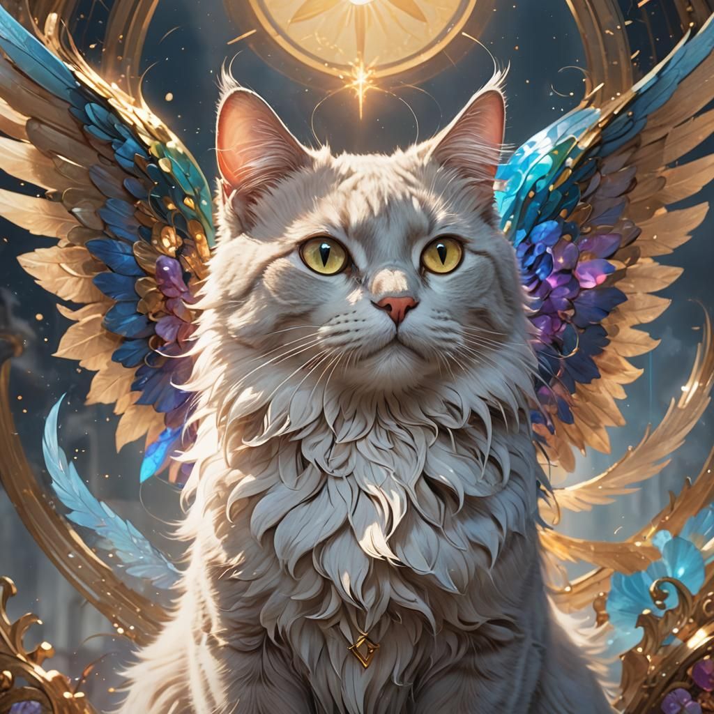 A cat angel going to heaven