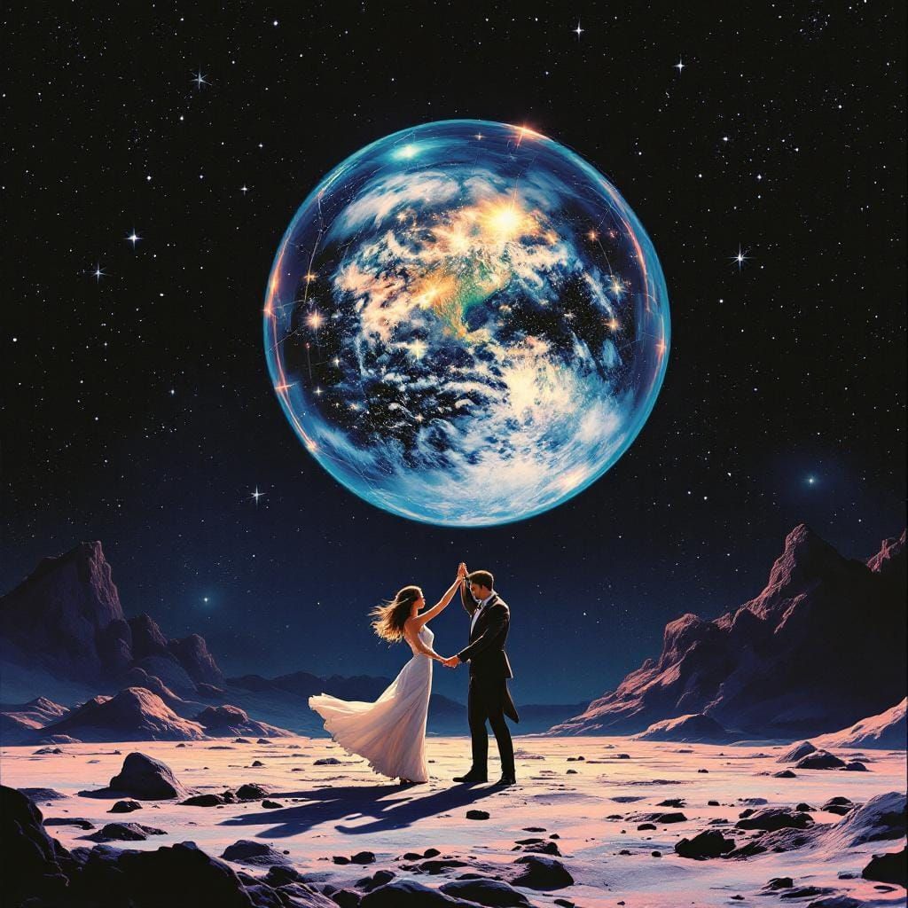 Dancing Couples on the Moon Under Dome