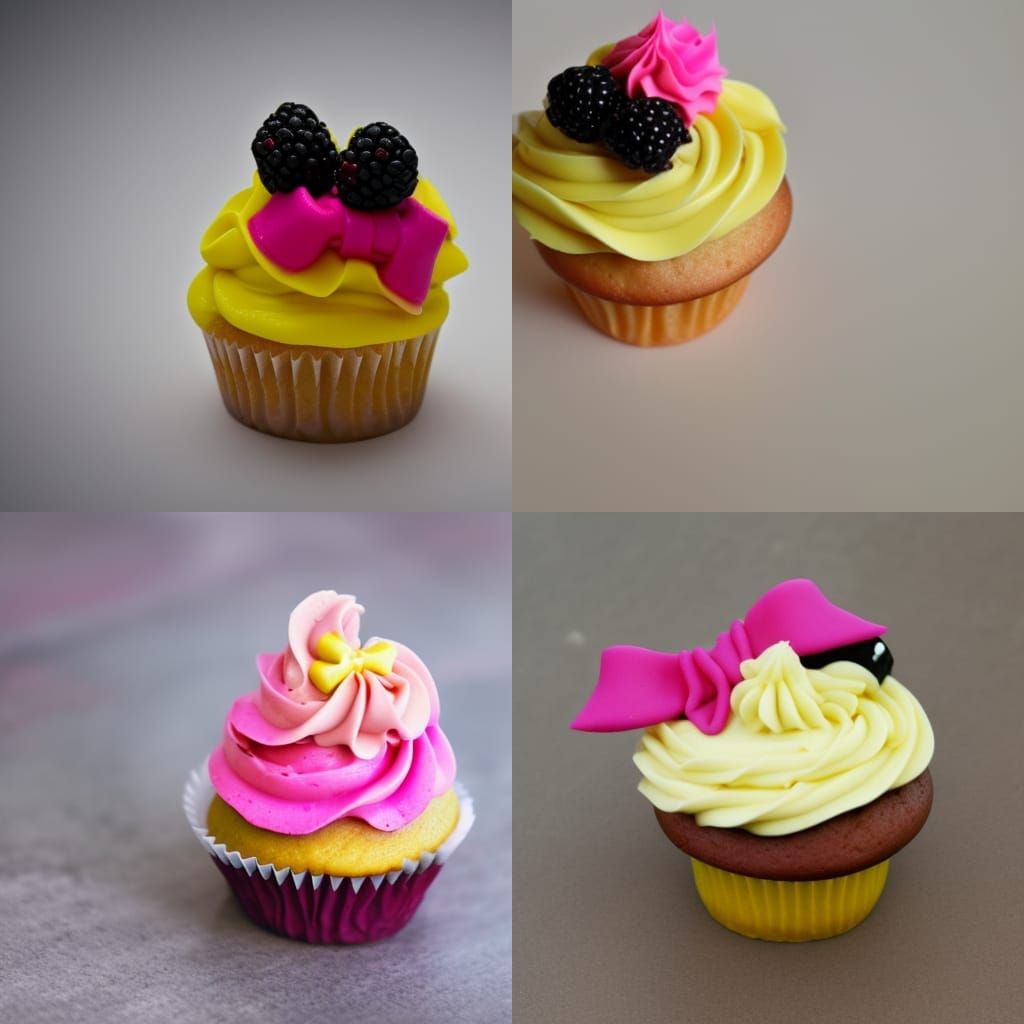 Cupcake with Yellow Frosting and Pink Bow