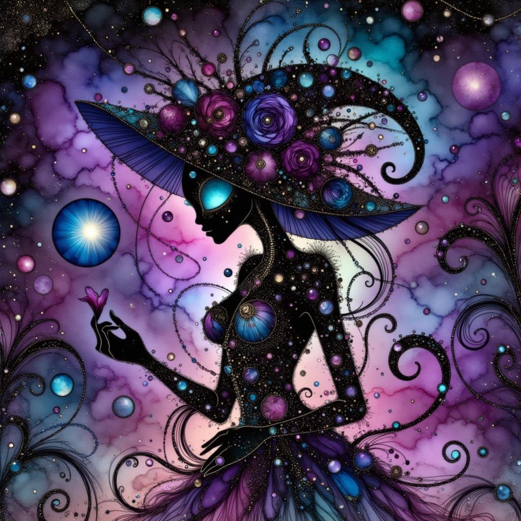 Ethereal Alien in Luminous Void Chic Attire