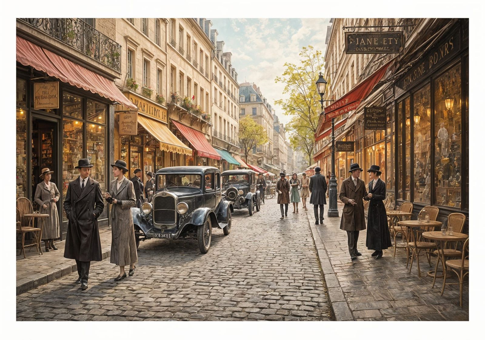 Parisian Street Scene in Impressionist Style