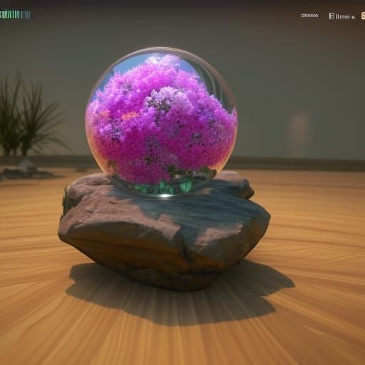 Glass Sphere with Flowers: 3D Cinematic Render