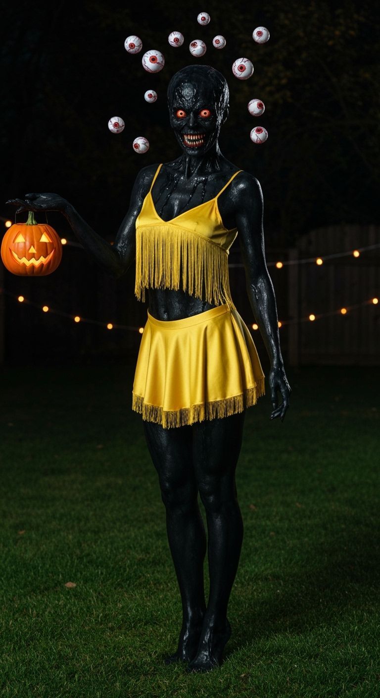 Yellow Silk Abomination in Halloween Yard
