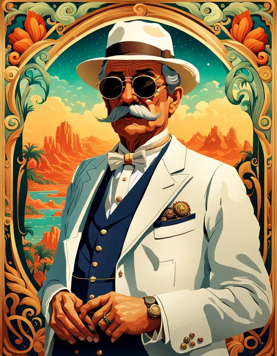 1930s Gentleman in Cuba: Art Nouveau Portrait