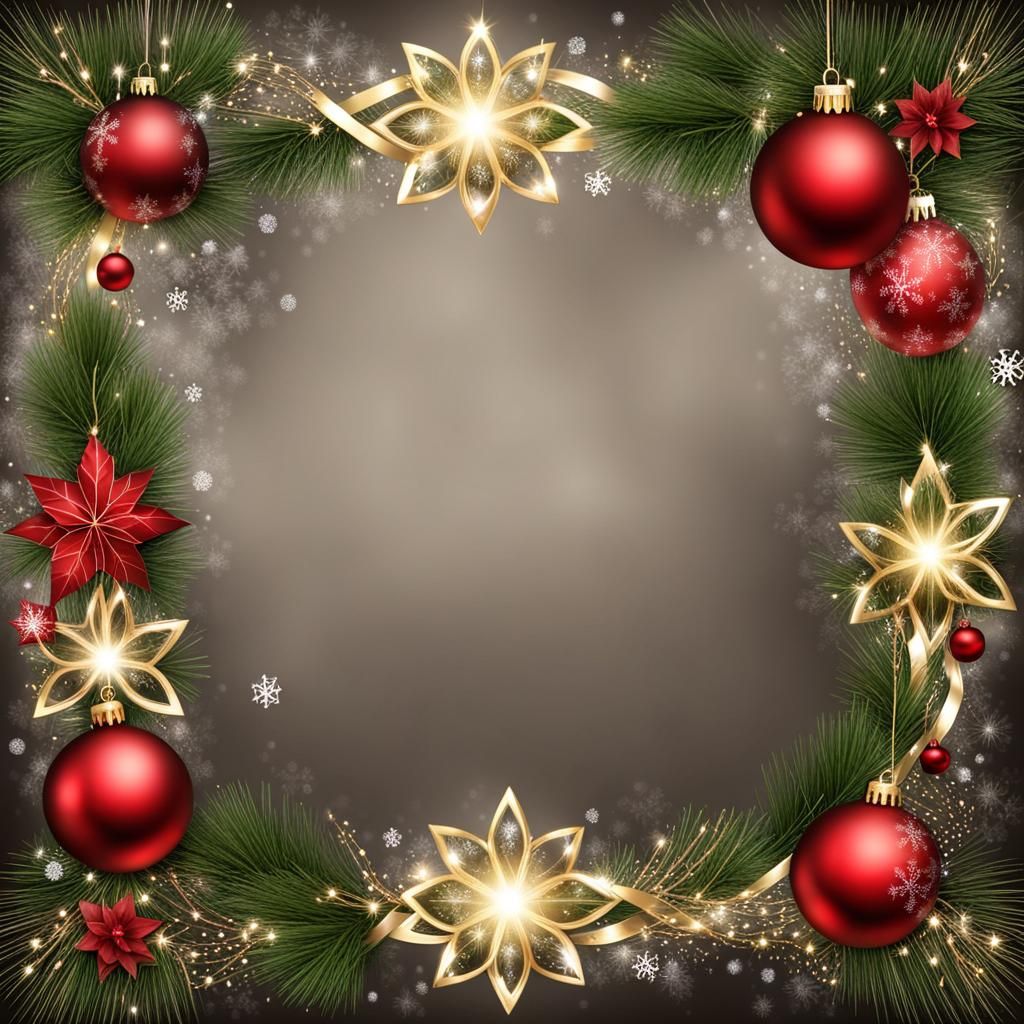 Festive Christmas Frame with Transparent Center