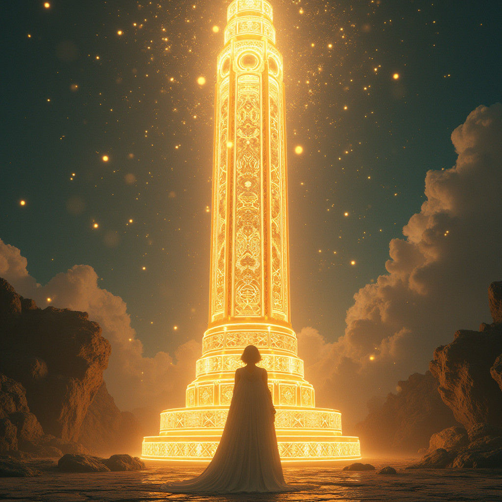 Majestic Crystal Tower Portrait in Art Nouveau Style