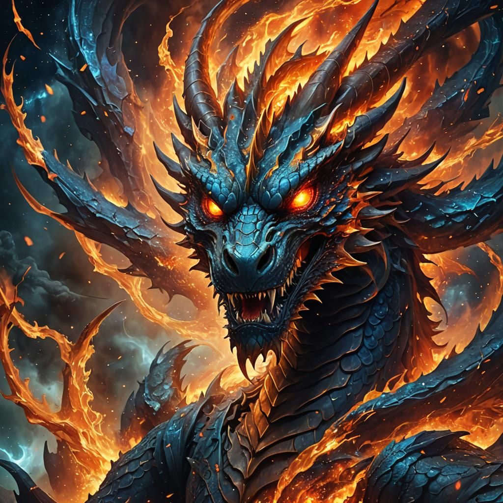 Apocalyptic Dragon Engulfs Galaxy in Digital Art