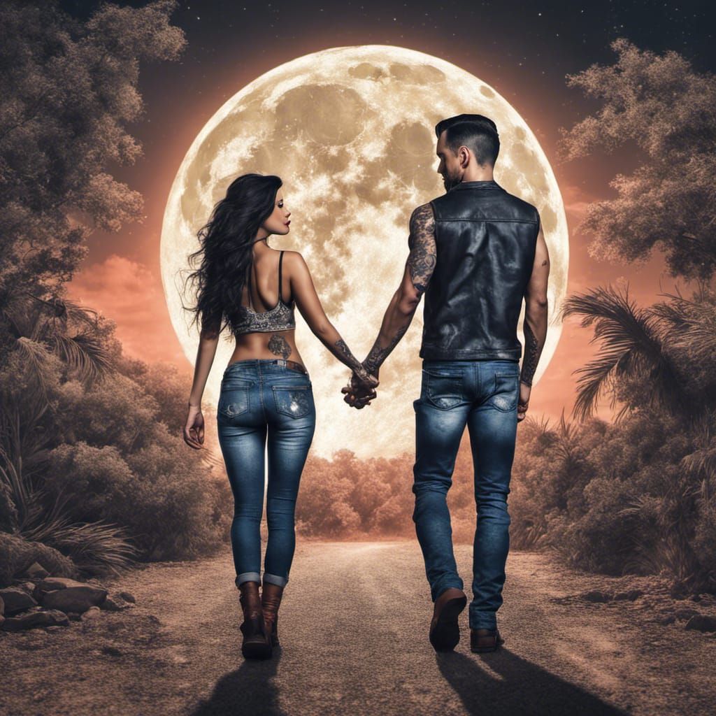 beautiful elegant curvy latina red lips thick long hair undercover detective in tank top, jeans, tattoo holding hands wi...