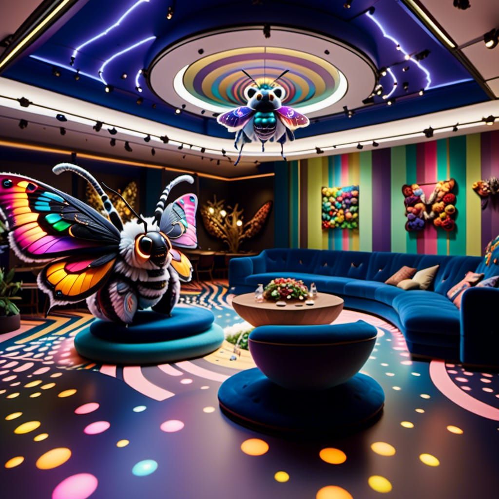 Psychedelic Moth Leader Giving a Speech