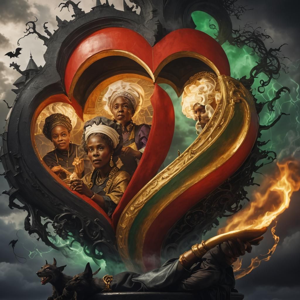 Queen Iikhy and Witches in Dark Fantasy Portrait