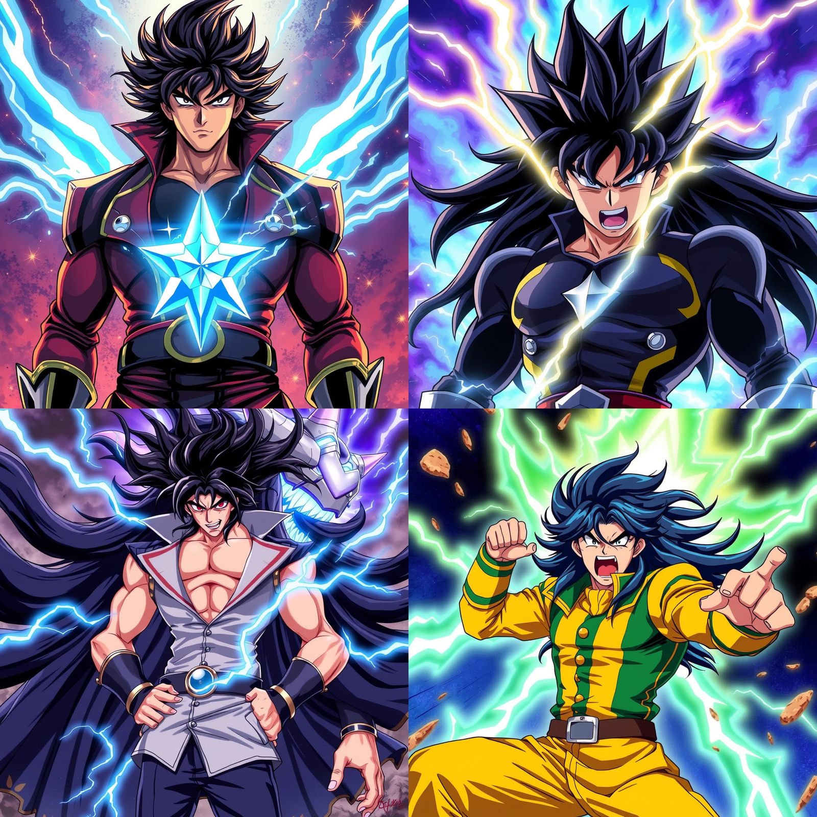 Jotaro Kujo and Star Platinum in Anime Style