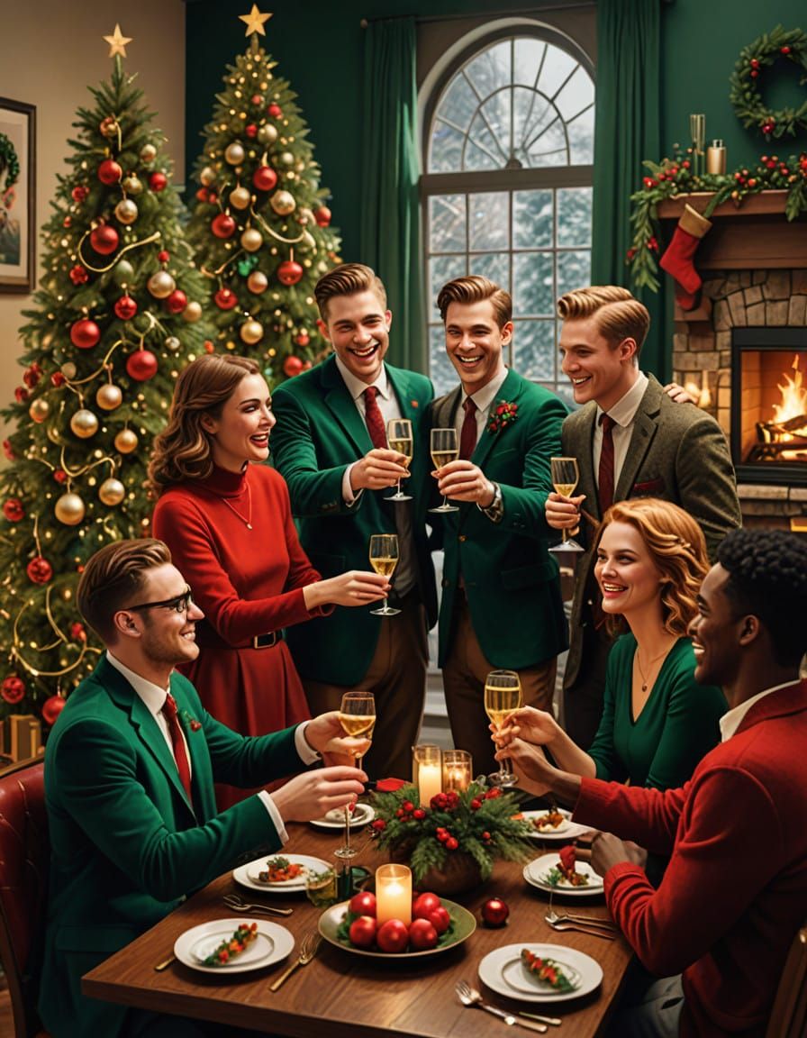 Joyful Christmas Celebration in Festive Colors