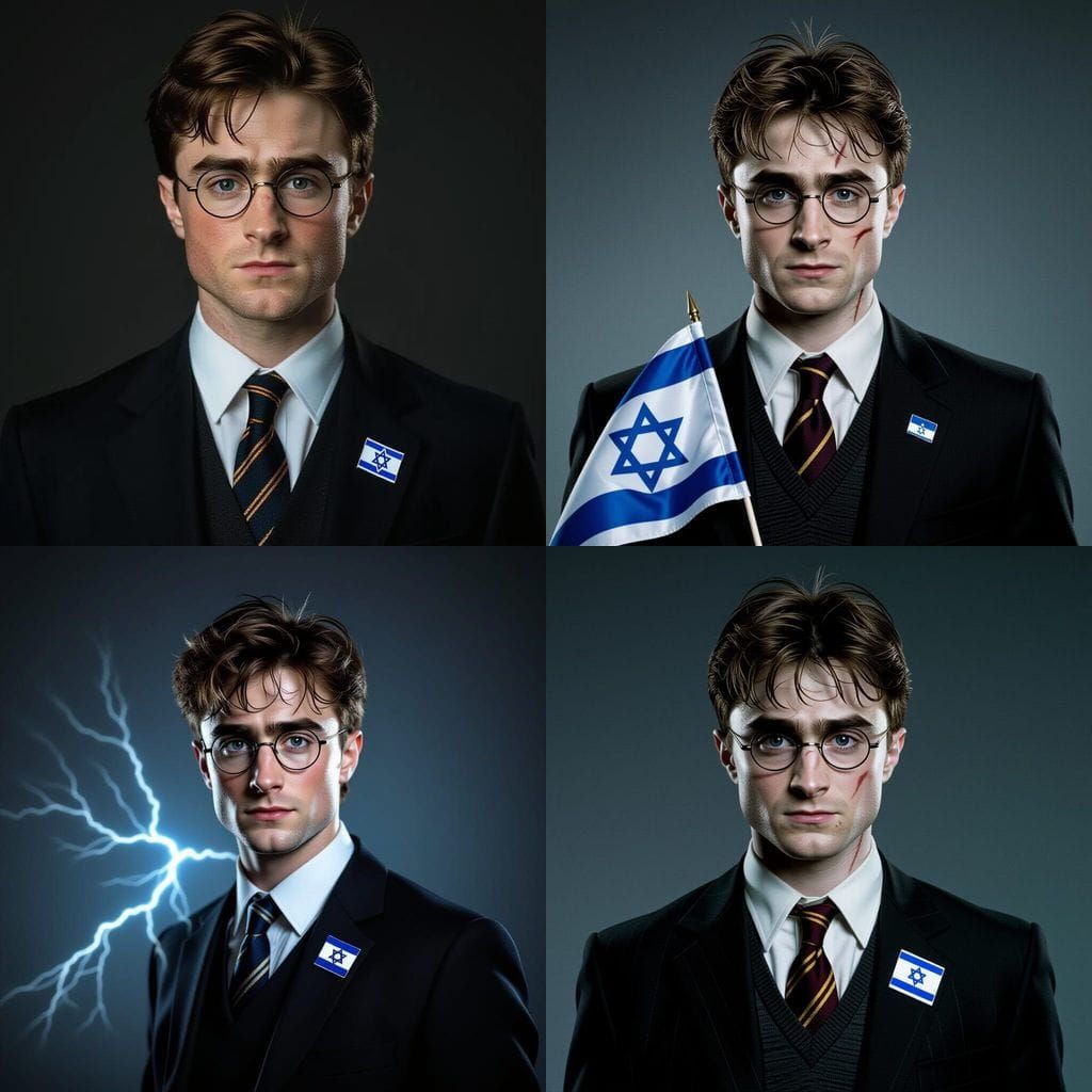 Harry Potter in Dark Suit with Israeli Flag Pin