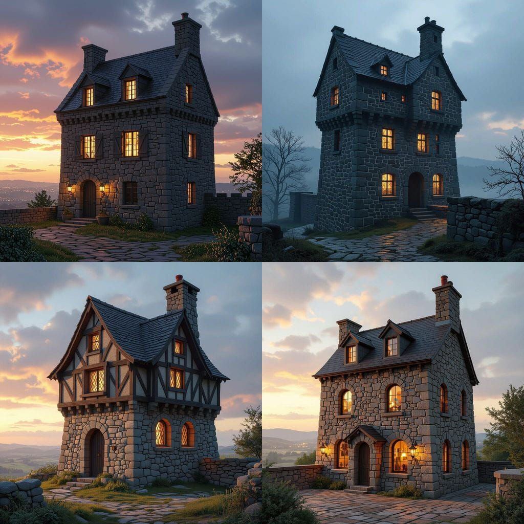 Epic Stone Defense Structure with Upper Windows and Parapet