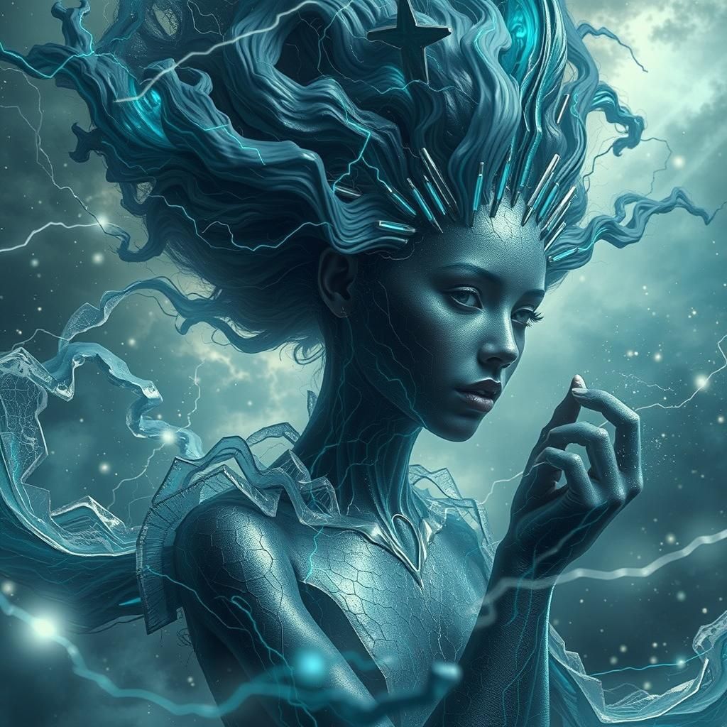 Electric Lightning Being Soaring Through Storm Clouds