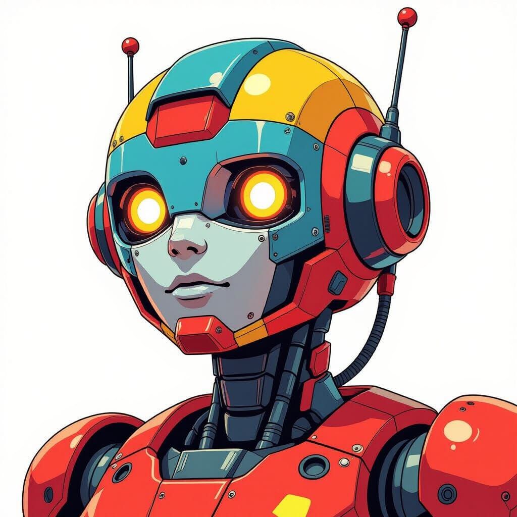 Retro-Futurist Robot with Geometric Shapes