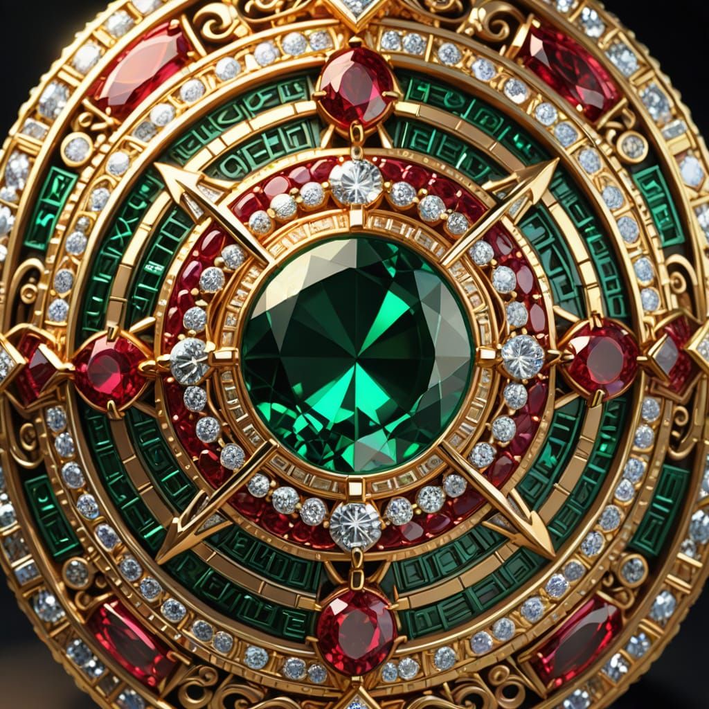 Golden King's Ring with Diamond, Ruby, and Emerald Accents i...