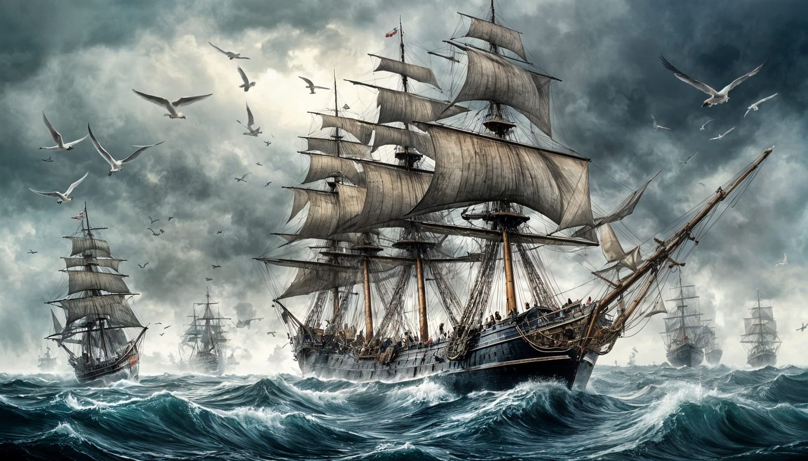 18th-Century Ship on the Atlantic Ocean