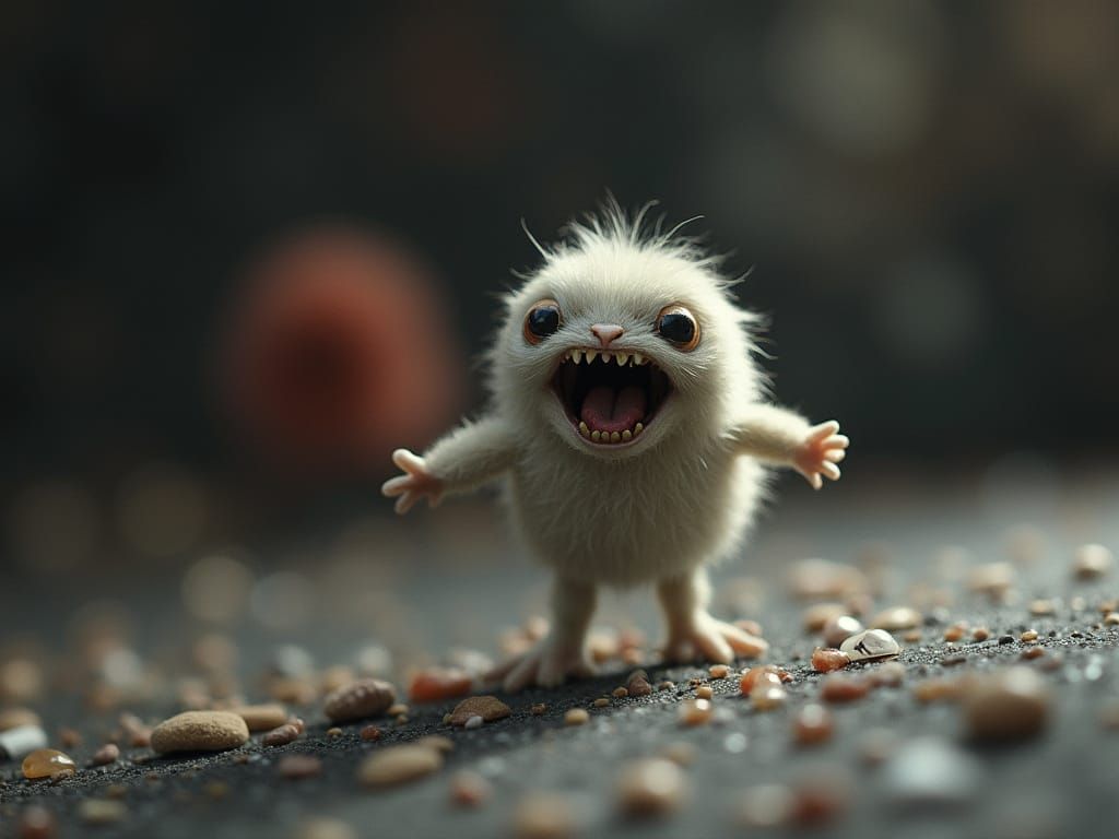 Teeny Tiny Fluffty Ditzy Goth Metic Turning a Grimacing Wink...