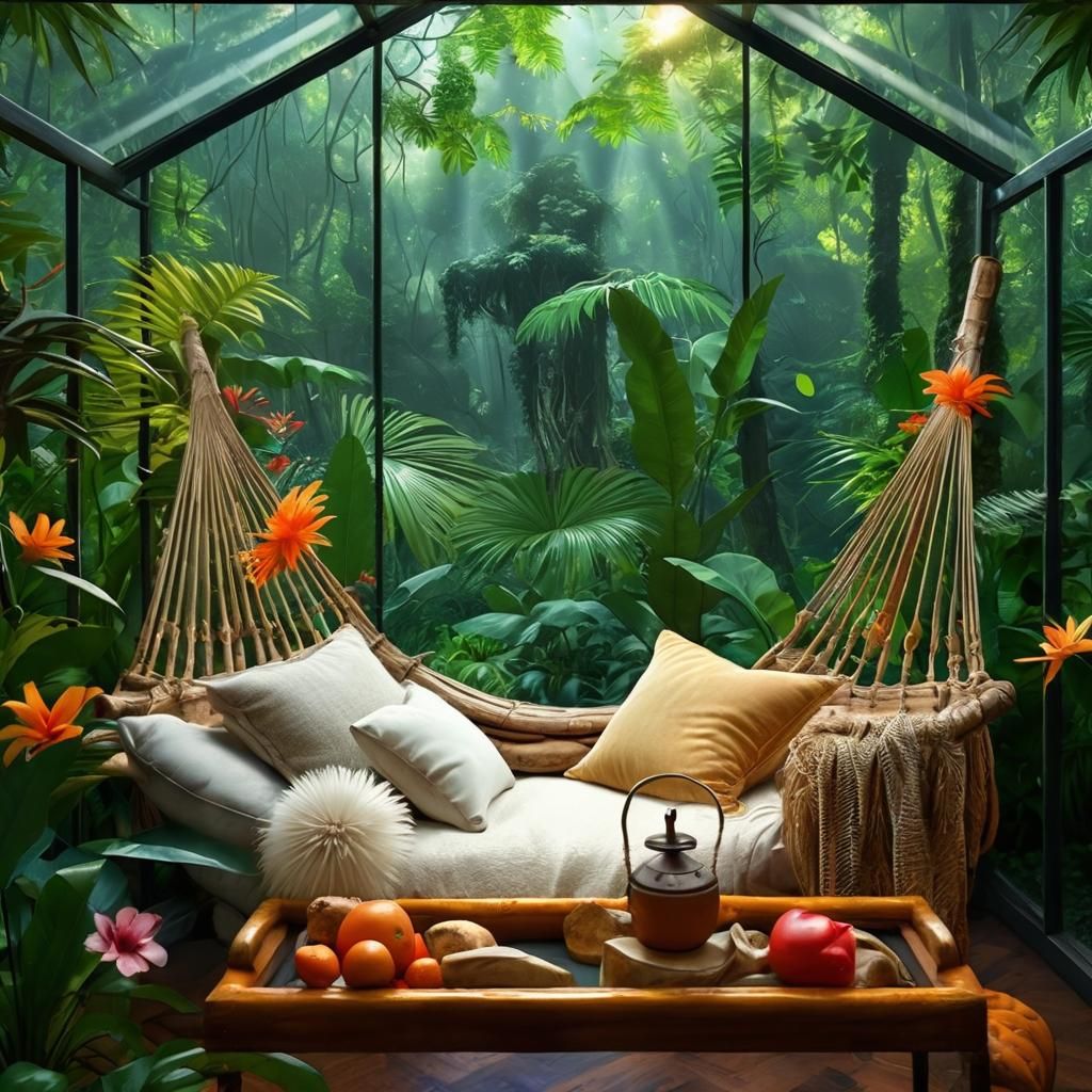 Lush Rainforest Sanctuary in Digital Art Style